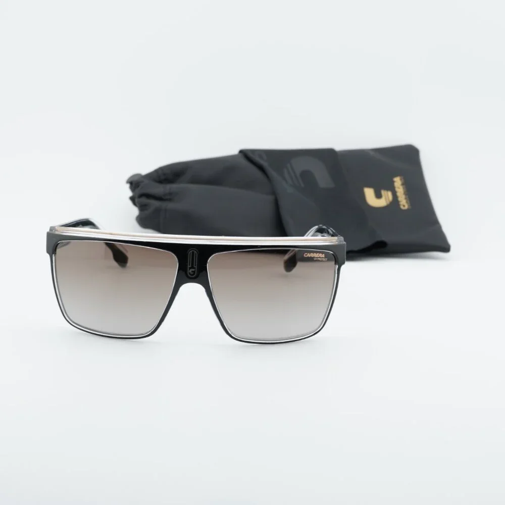 CARRERA 22/N 02M2 HA Sunglasses Black/Gold Shield Frame, Brown Gradient Lenses